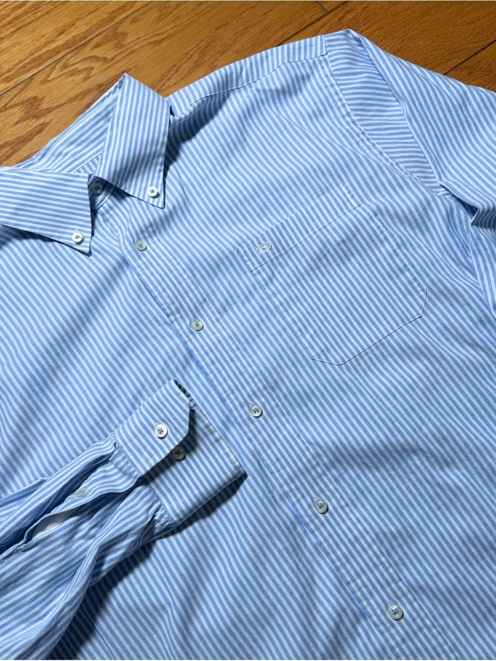Southern Tide Blue and White Striped Dress Shirt